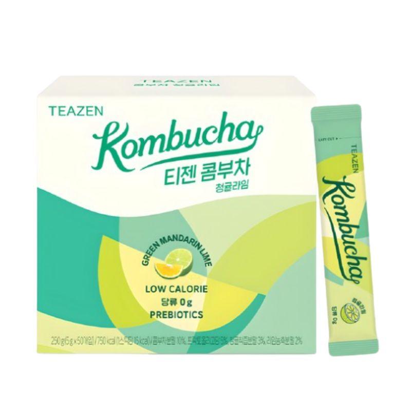 TEAZEN Green Tangerine Lime Kombucha Korean Sparkling Citrus Tea Drink 30 Sticks 1box(30ea)