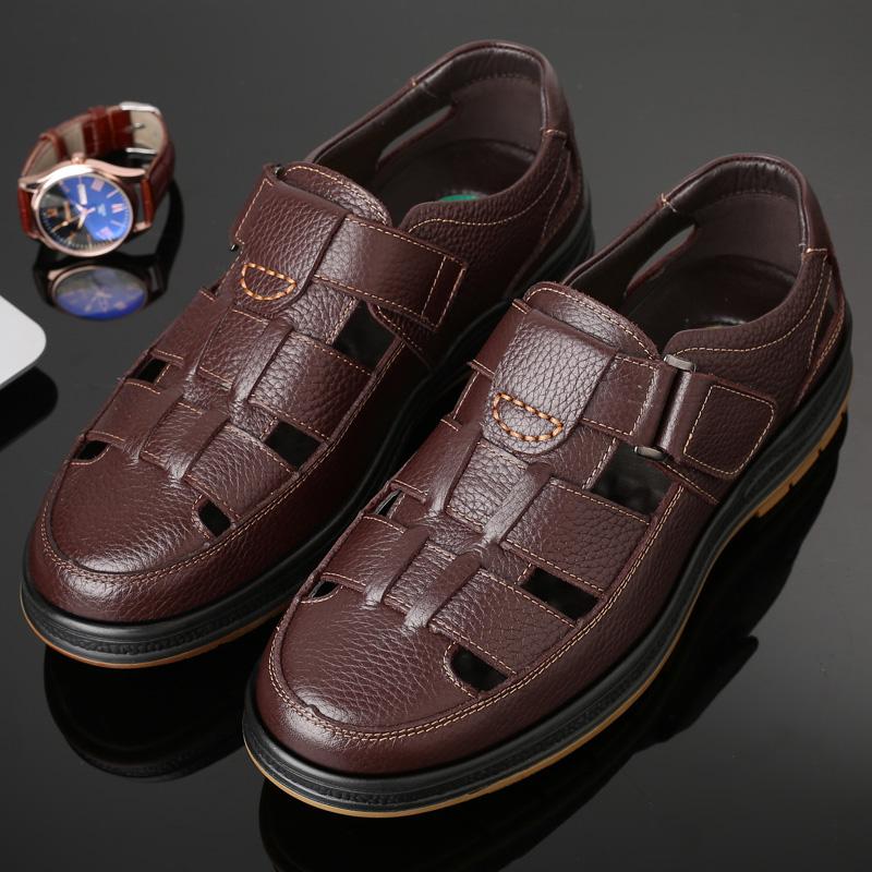 Neue Sommer-Oberleder-Rindleder- und Rindleder-Sohle Übergröße Lässige Sandalen Modische Herren-Leder-Freizeitschuhe