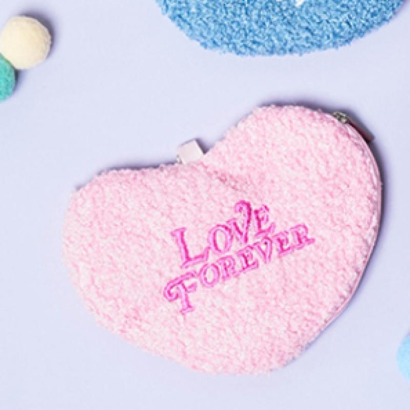 Daiso Y2k Heart Embroidery Coin Purse