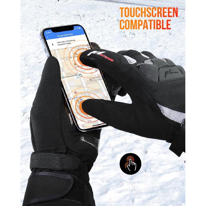KEMIMOTO Electric Heated Gloves Winter Skiing Gloves Touch Screen Motorcycle Gloves Waterproof Rechargeable Heating Thermal