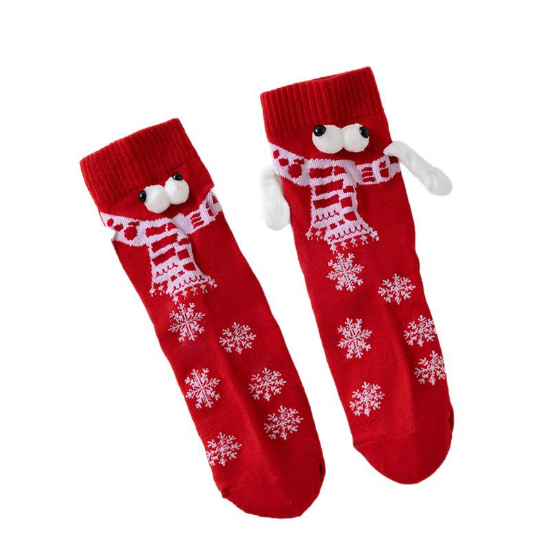 Magnetic Couple Socks: Black & White Mid-Calf Versatile Christmas Gift with Scarf & Ornaments