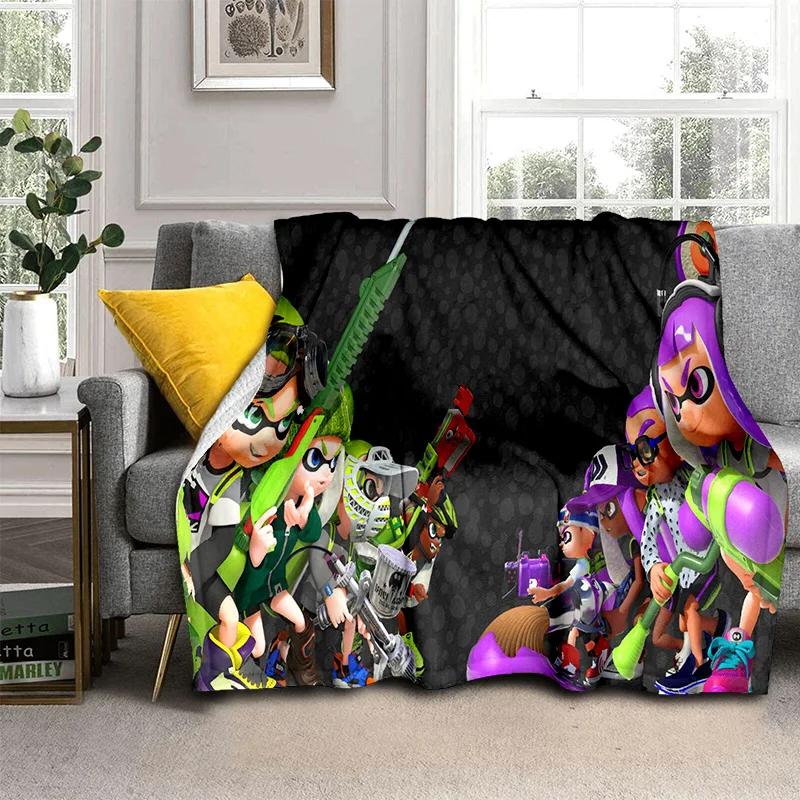 Cartoon PC Gamer 3D Games Splatoon Blanket,Soft Throw Blanket for Home Bedroom Bed Sofa Picnic Travel Office Cover Blanket Kids