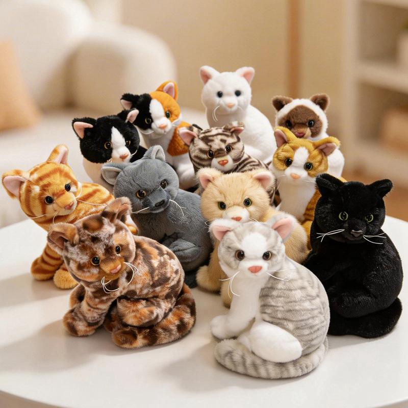 26Cm Cartoon Cat Plush Doll Colorful Gray Orange Cow Cat Siamese Cat Tabby Cat Animal Stuffed Toy Home Decor Gift For Children
