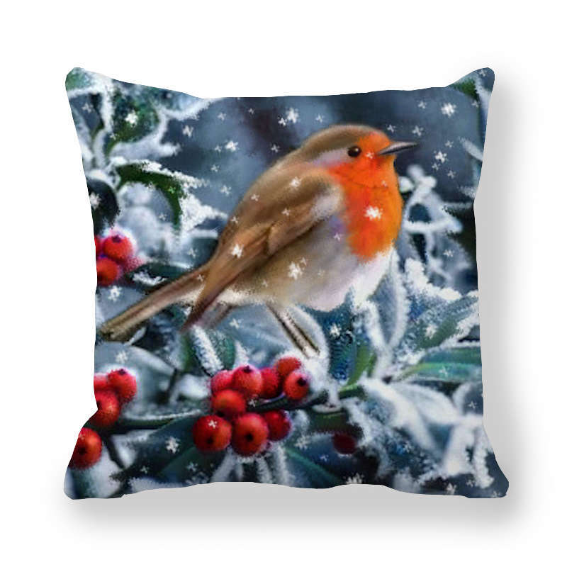 

Зимний снег наволочка Санта-Клаус Рождественская елка животное белка принт наволочка праздничная наволочка 45x45cm