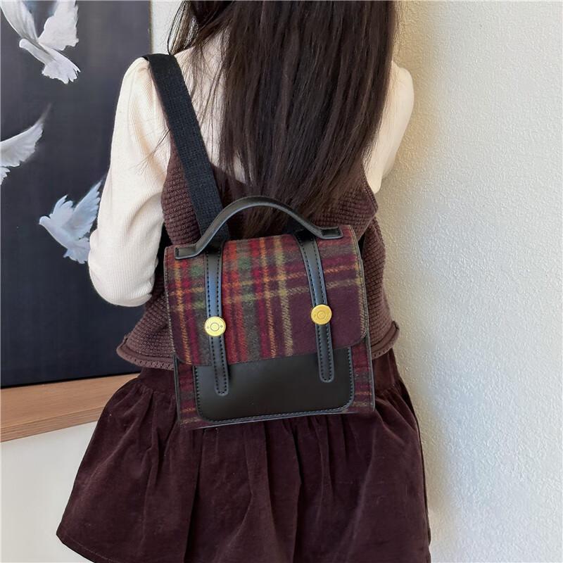 Ruyishi Retro Wool Plaid Kids Backpack
