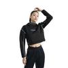 Calvin Klein Reflective Stripe Letter Print Hooded Pullover Sweatshirt Women Tops Space-Black 4WF3W325-001