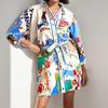 Springtime New For Women Clothing Graffiti Printed Temperament Elegant Strap Short Dress