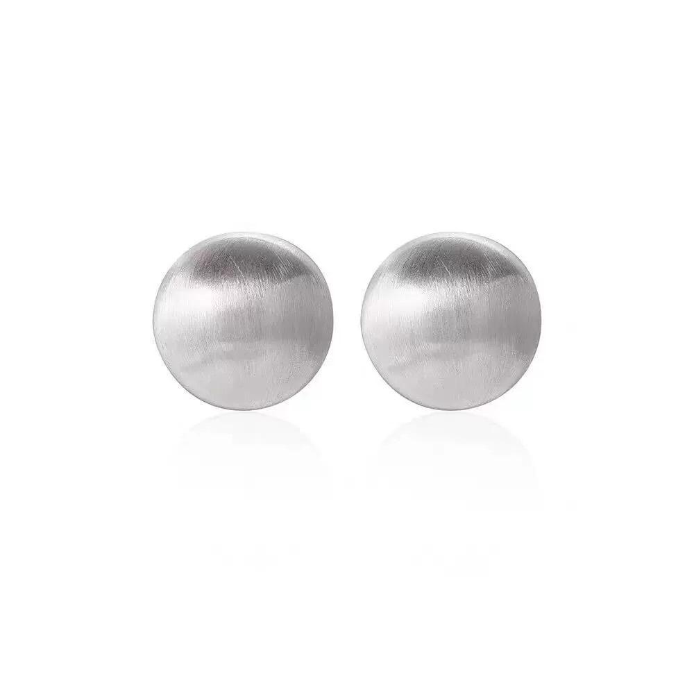 French Classic Brushed Hemisphere Stud Earrings - High-End Retro Design for Women, Exquisite and Versatile Fashion Accessory