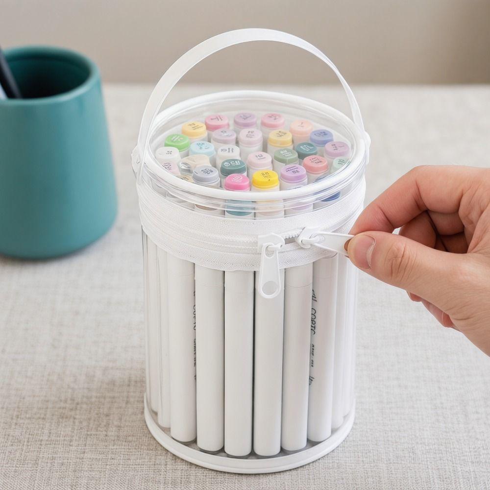 PVC Pen Holder Transparent Stationery Storage Bag Simple Makeup Brush Storage Bag for Home