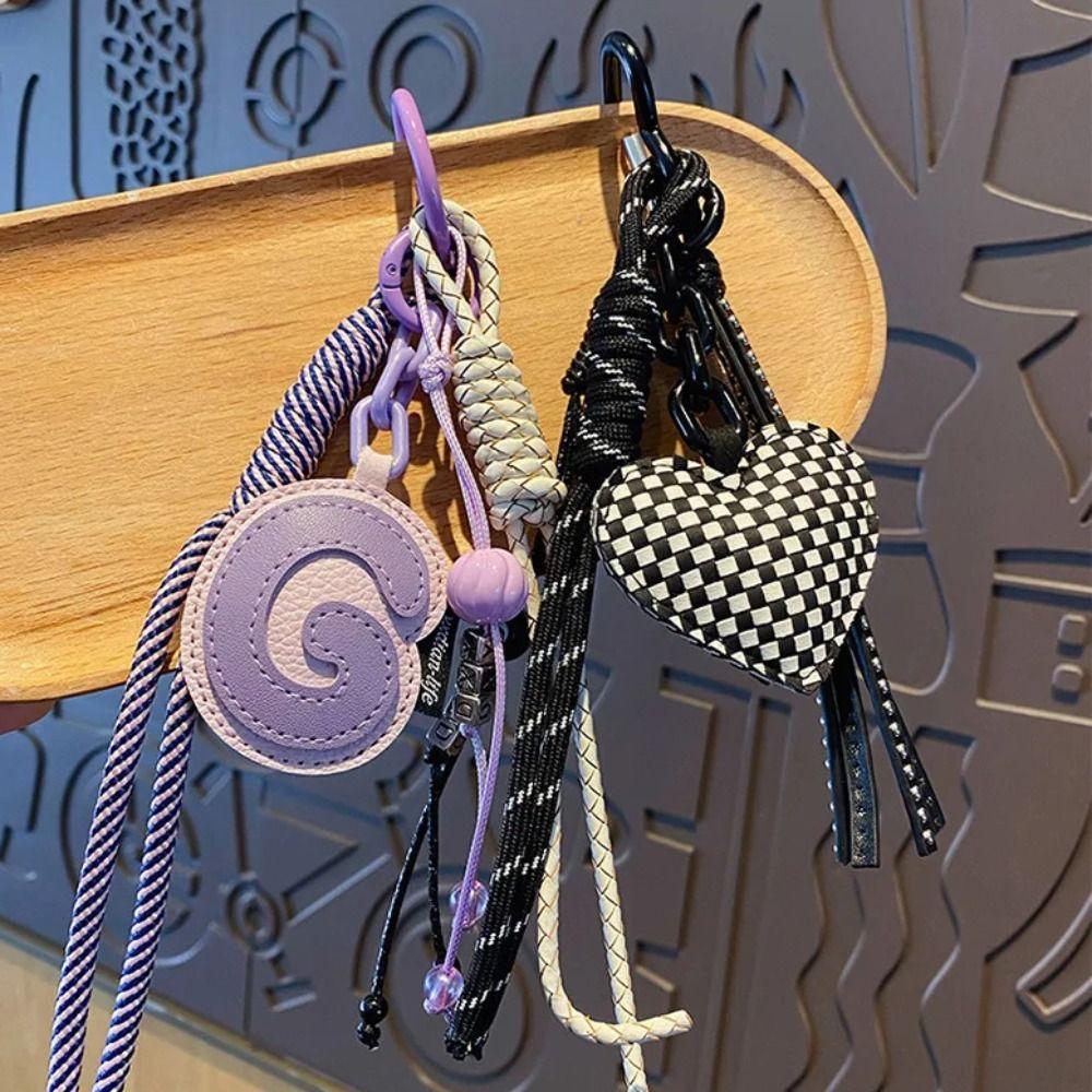 Leather Light Luxury Pendant INS-style Exquisite Girls' Bag Accessory Leather Key Chain  Women Men