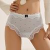 Lolita Bow Lace Transparent Underpants for Women Mid Waist Black Mesh Ruffle Cotton Crotch Thin Panties Sweet Girl Cute Briefs