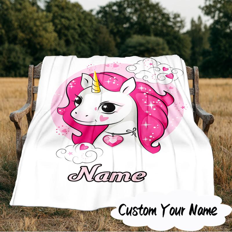 Custom Name Unicorn Dreams Art Blanket  Ideal Bedding Blanket Perfect for Travel, Camping, Living Rooms, Offices, Sofas, Fan Christmas gift
