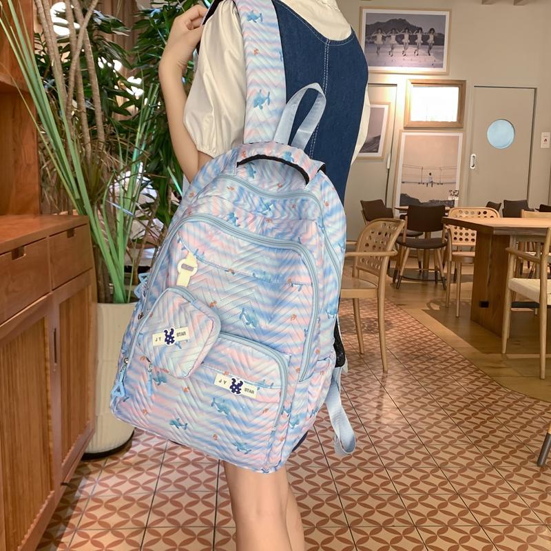Zebra Print Backpack Women's Large Capacity Backpack Student School Bag with Coin Purse