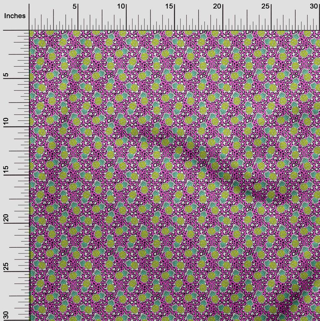 oneOone Cotton Flex Fuschia Pink Fabric Pineapple With Animal Skin Craft Projects Decor Fabric Printed By The Yard 40 Inch