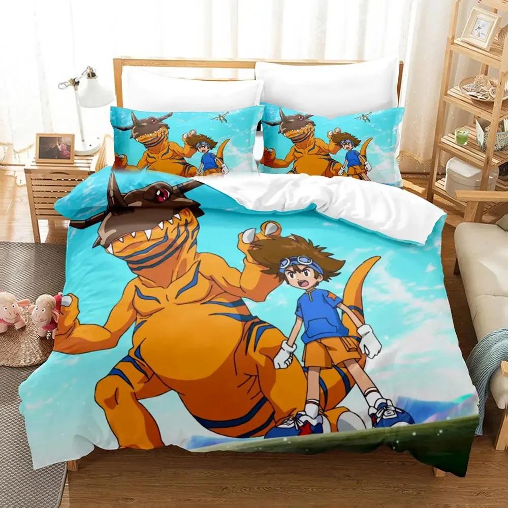 3D Print Anime Digimon Adventure Bedding Set Duvet Cover Bed Set Quilt Cover Pillowcase Comforter King Queen Size Boys Adult