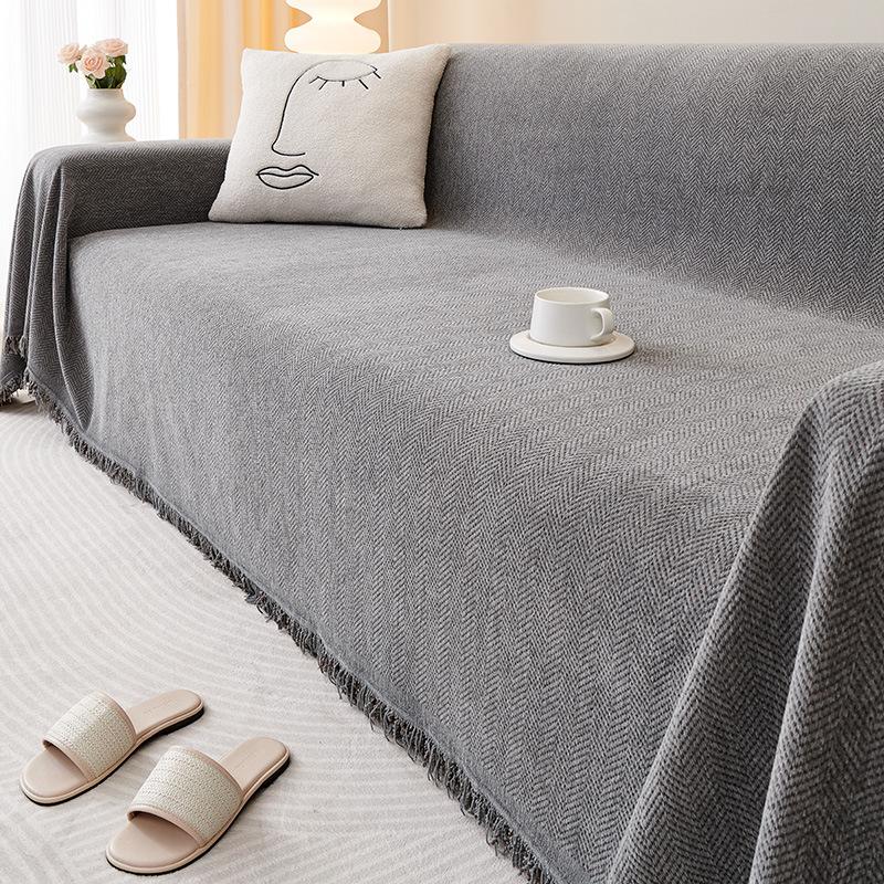Four Seasons Universal Chenille Sofa Set One-Piece Simple Modern Minimalist Solid Color Full Cover Towel Cloth Bedroom Living Room