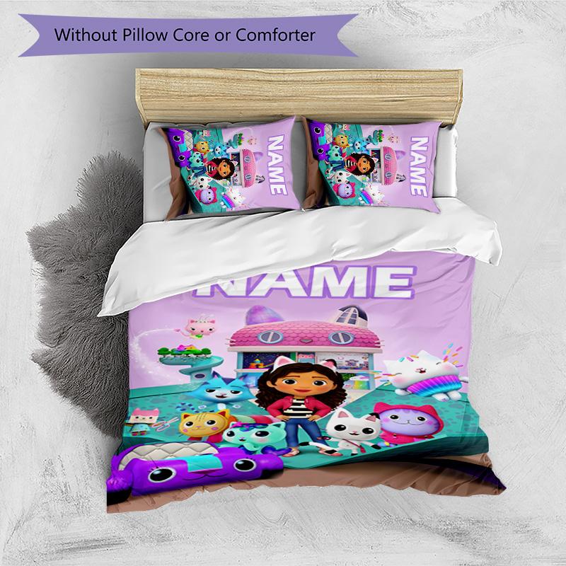 3pcs Gaby's Bubble House1 Cover Set - Personalized Name, HD Printed Bedding with 1 Cover and 2 Pillowcases - Perfect for Home Decor, Easy Care