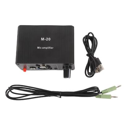 Microphone Preamp 48V XLR Output High Gain Low Noise Black Metal Housing Dynamic and Condenser Mic