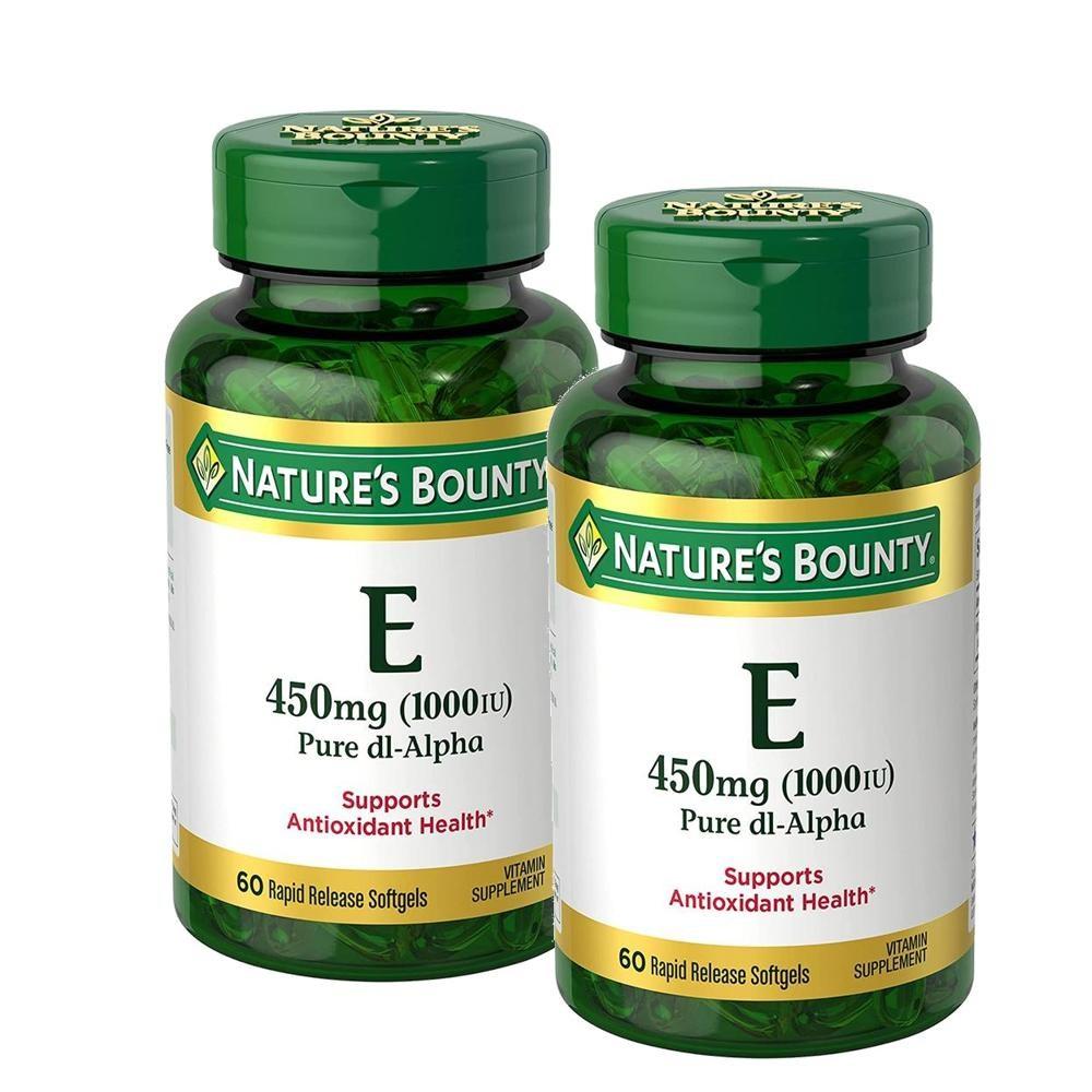 Bounty Vitamin E Nature's Bounty Vitamin E 1000 IU Softgels Nature's E 2 pcs 60 Tablets