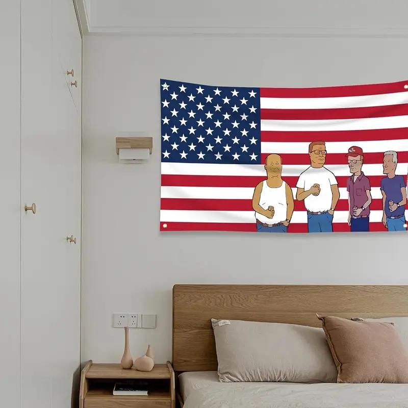 VIKAMA Fun Mountain King Polyester Cartoon American Flag Wall Mounted Living Room Bedroom Dormitory Decoration