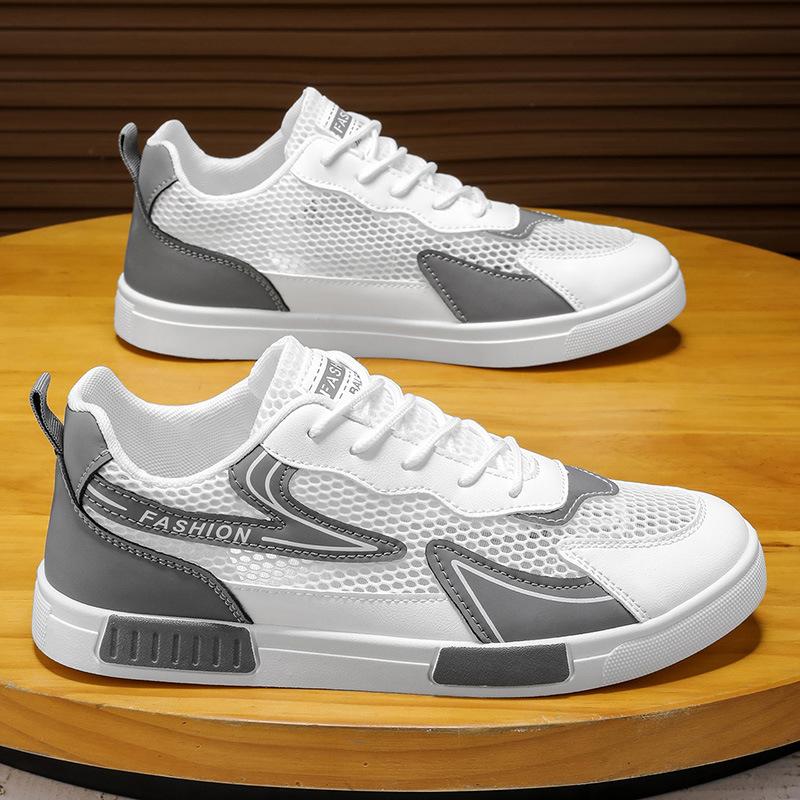 Men's Shoes for Summer New Breathable Thin Mesh Non-slip Board Shoes for Men's Teenager Mesh Hollow Sports and Casual Trendy Shoes