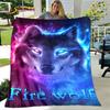 3D Wolf Spirit Fenrir Moon Dream Animal Blanket,Flannel Blanket Throw Blanket,Warm Blanket for Living Room Bedroom Beds Sofa