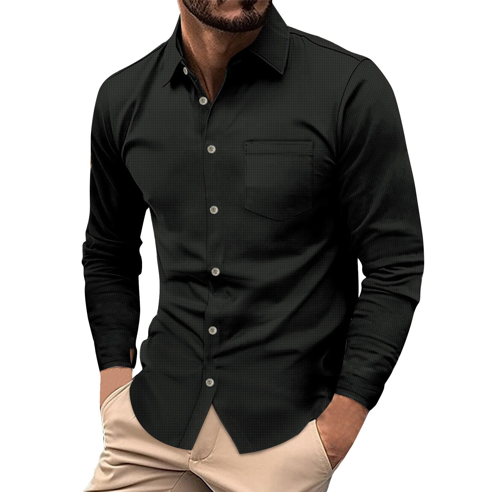 

Мужские повседневные рубашки с длинным рукавом XXXL чёрный