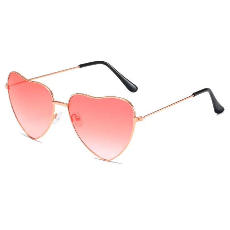 Korean Style Retro Peach Heart Sunglasses with Ocean Lens - Unisex Fashionable Heart-Shaped Eyewear