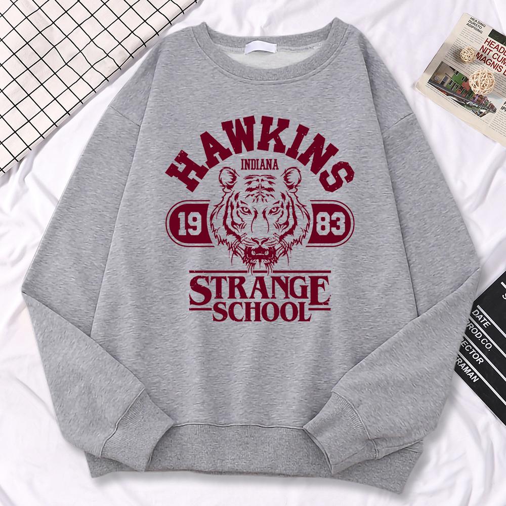 

Повседневный уличный женский свитшот Hawkins High School Indiana 1983 с принтом, худи, свободные пуловеры с круглым вырезом S