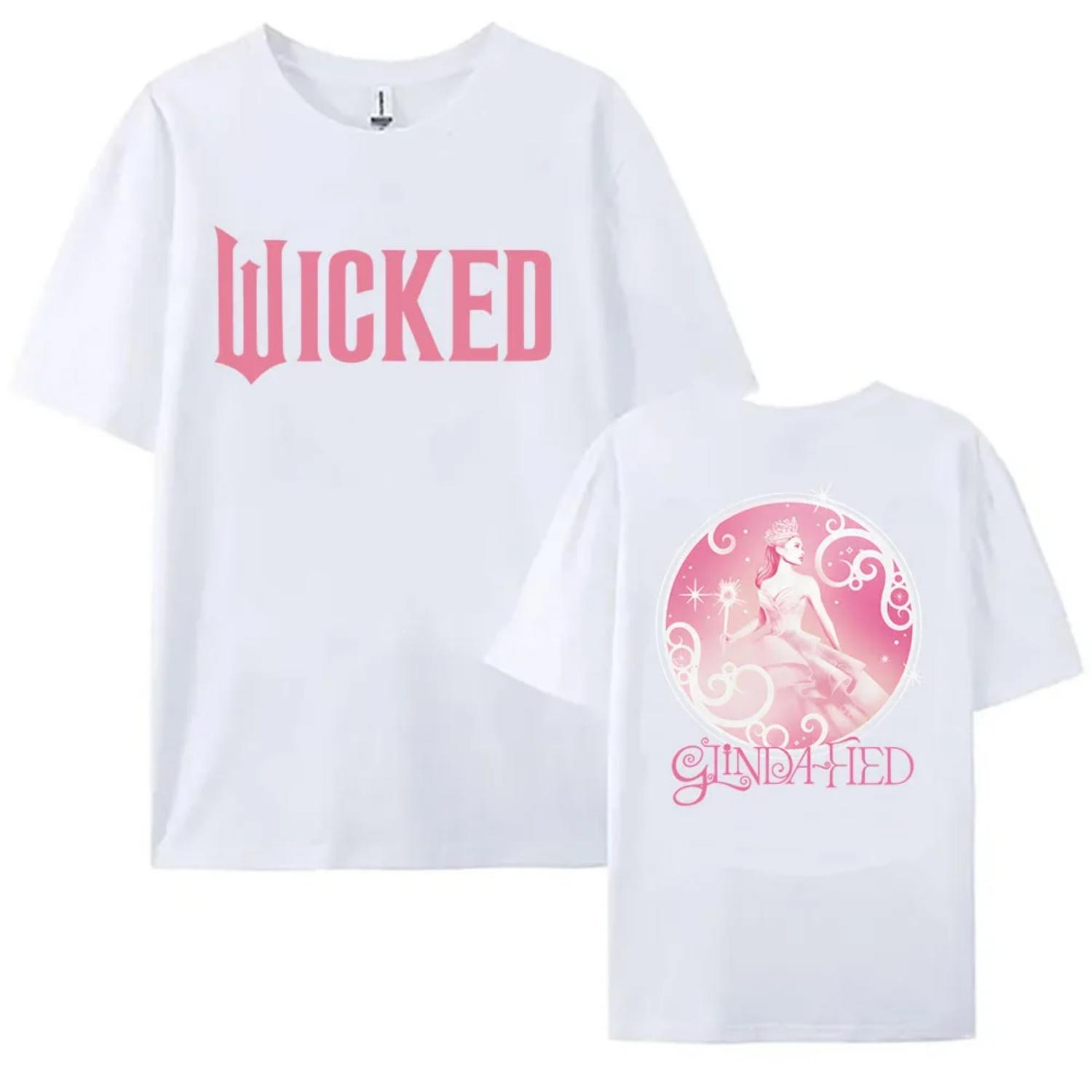 

Wicked for Good Pink T-shirt Short Sleeve Cotton Men Tshirts Streetwear Unisex Fashion Film Graphic Print T Shirt Female S чёрный