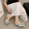 Baotou Versatile Flat-bottomed Slippers New Fashion Belt Casual Comfortable Transparent One-and-a-half Slippers Women's Summer Wear