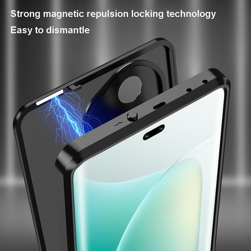 Elastic Snap Magnetic Metal Bumper Frame Case for Honor 300 / 300 Ultra / 300 Pro Clear Frosted PC Lens Protector Back Cover