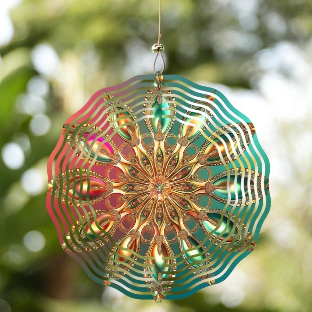 360 Degree Swivel Hook 10 Inch Hanging Wind Spinner Vibrant Colors Metal Design for Outdoor Garden Patio Balcony Decor Spring Summer