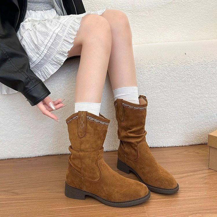 Maillard Short Boots Women'S New Versatile Retro Martin Boots Frosted Leather Western Cowboy Boots Stack Boots Women'S