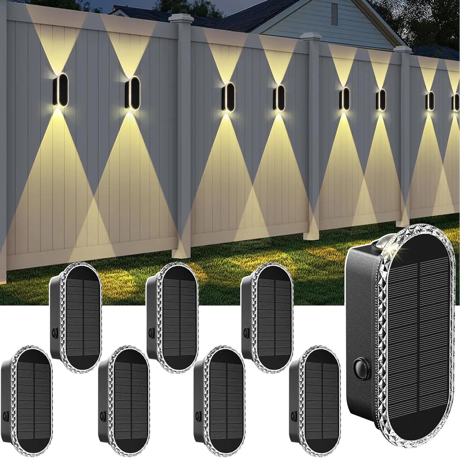 

IP65 Waterproof Solar Fence Lights - 3000/4000/6000K 3 Modes for Backyard/Garden/Patio/Garage and Wall Decoration (8 Pack) 8PK