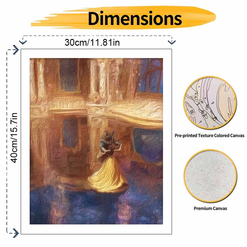 Disney Beauty and the Beast Digital Oil Painting Diy Coloring Handpainted Filling Home Decoration Gift for Art Lovers DIY Decor