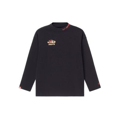 Serie Tendenza Sportiva Progresso Quotidiano Ricamato Girocollo Largo Manica Lunga Pullover T-Shirt Uomo Top Nero AHSS051-2