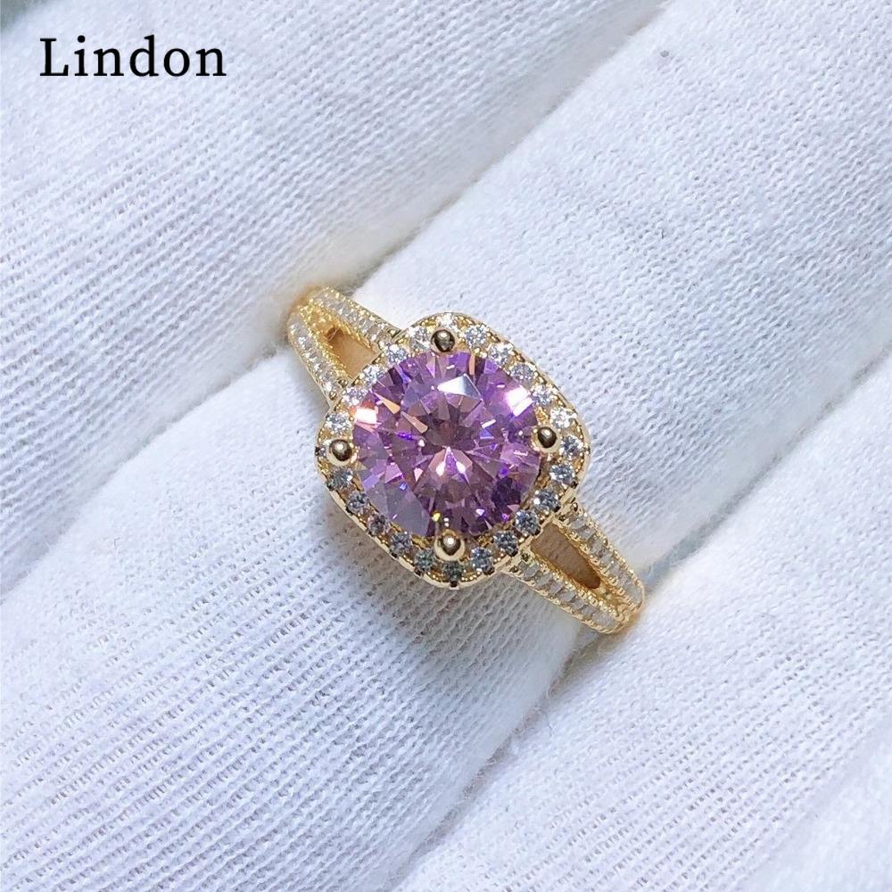 Lindon Klassisk Kopparlegering Zirkon Ring Dam Smycken Bröllopslöfte Festpresent
