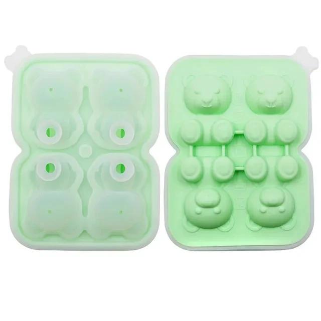 2/4/6 Grids Ice Cube Bear-Shaped Silicone Molder 3d Kawaii Bear Summer Relieve The Heat Diy Drink Ice Coffee Ice Cube Trays Mold