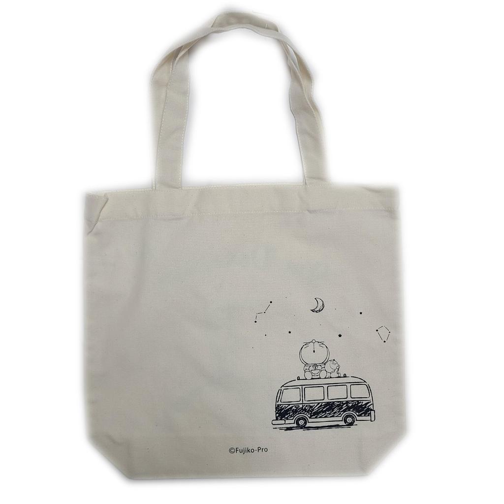 Sanrio Tote Bag Cotton Canvas Gusseted Large Capacity Pattern Different Cute Character Doraemon Back/Front