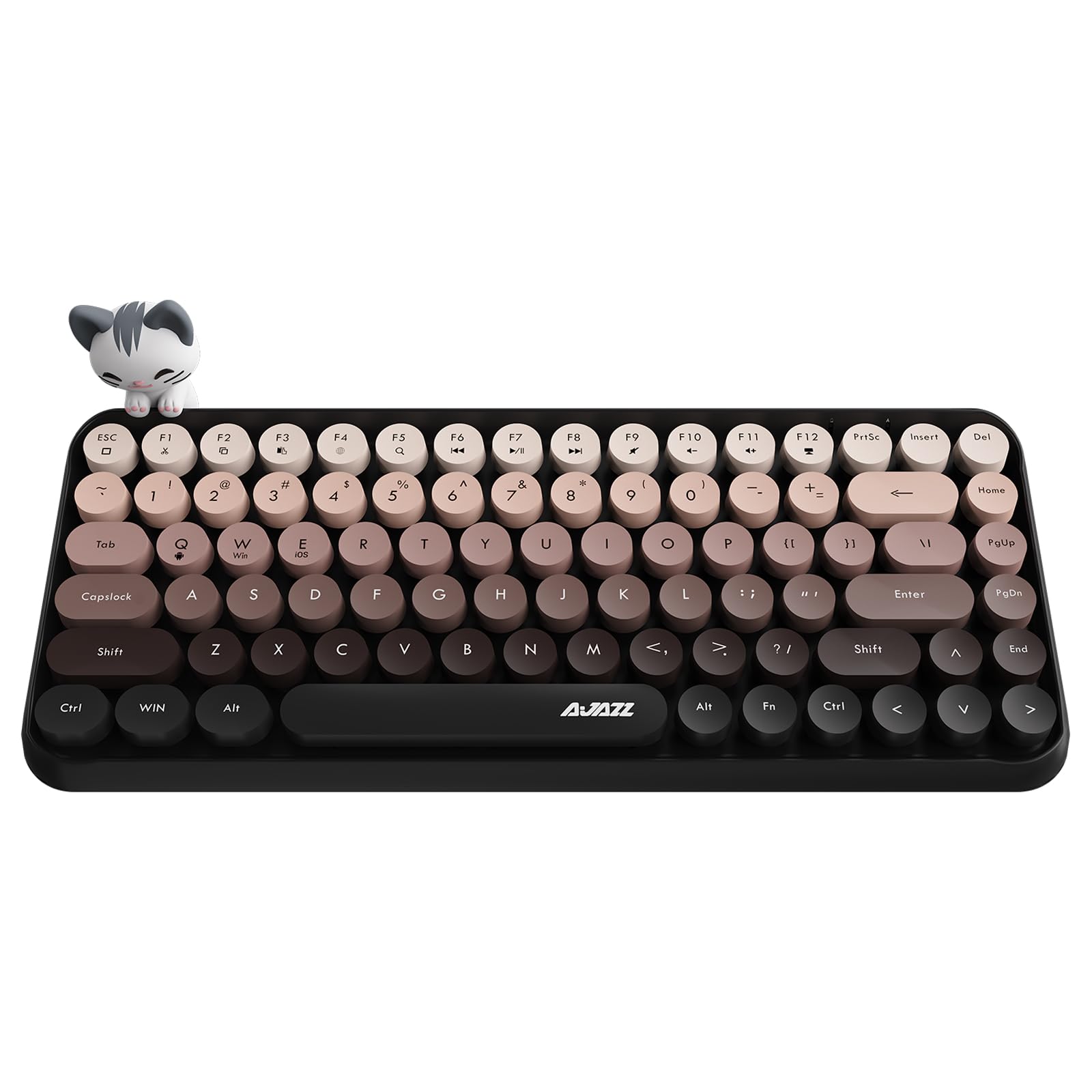 

AJAZZ 308i Wireless Bluetooth Keyboard for Magnetic Cat Compact 84 Cute Round English Gift for Girls and Kids Tablets, Design, Keys, Typewriter-Style