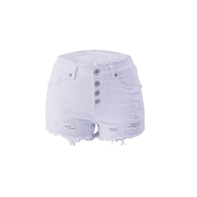 Summer Women's Plus Size Button Fringe Side Denim Shorts
