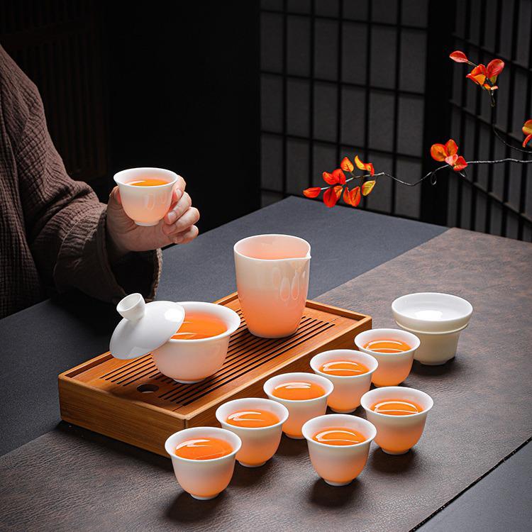 Jade White Porcelain Gongfu Tea Set: Elegant Gift for Anniversaries and Business Events