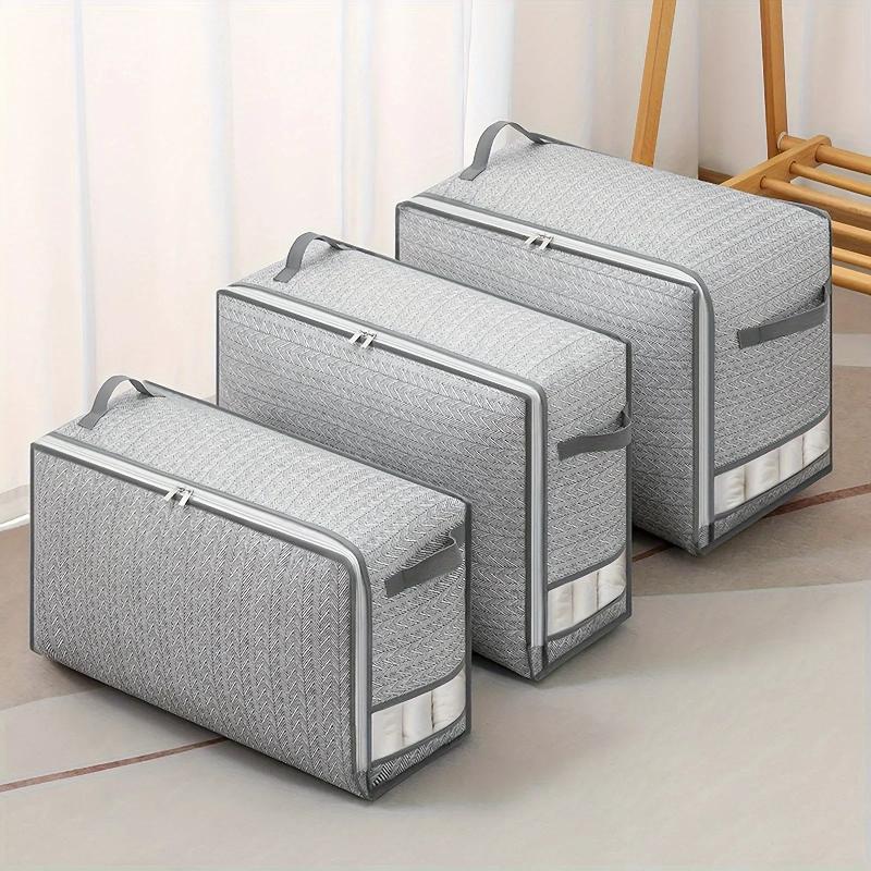 Storage Bag Placed On The Cabinet, With A Handle, Perspective Window, Super Large Capacity, For Clothes, Quilts, Blankets
