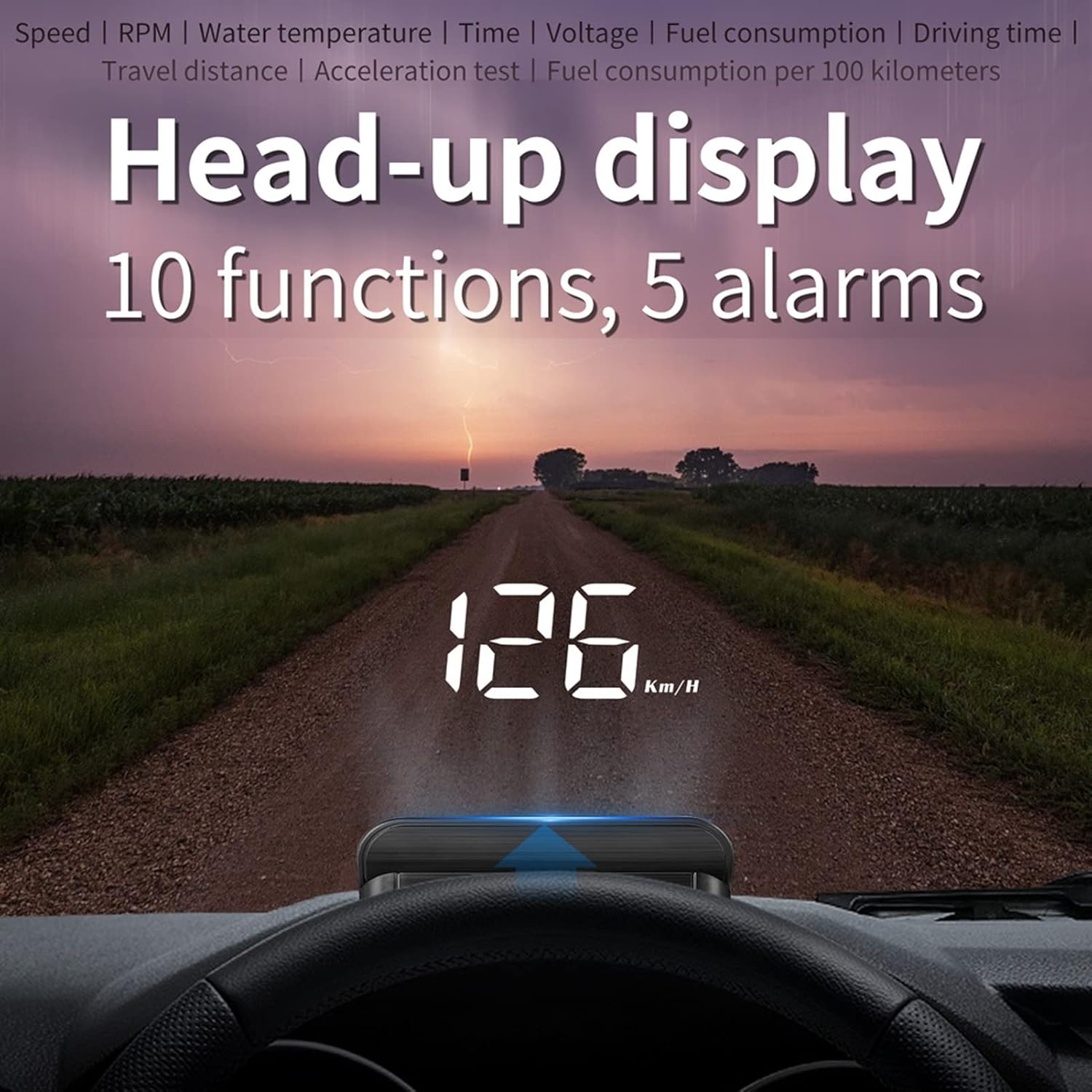 Car HUD , Universal Windshield Projection Speedometer OBDII HUD Display with Overspeed Alarm, Fatigue Driving Reminder, Fuel Consumption, Mileage
