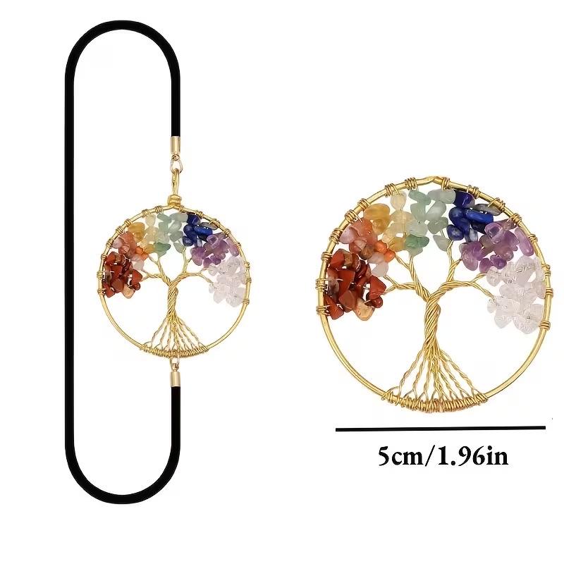 Natural Crystal Heart Tree of Life Pendant Bookmark