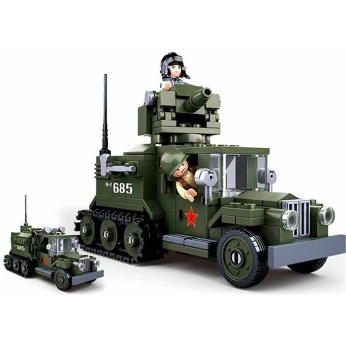 Jeu de construction brique emboitable sluban wwii 2eme guerre mondiale half russe arme militaire vehicule