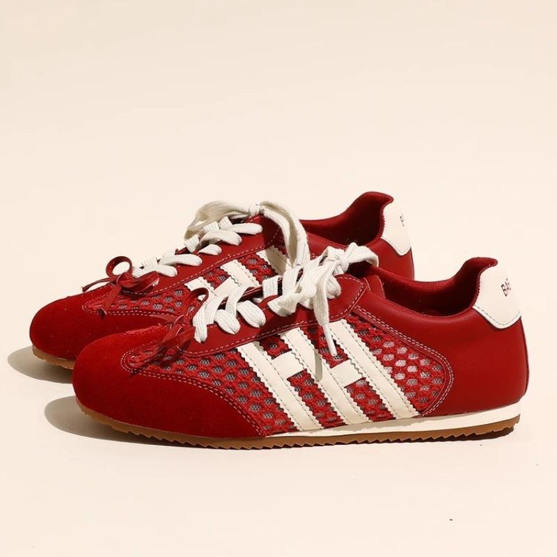 Breathable mesh leather sports and leisure shoes women's summer new lightweight flat net shoes