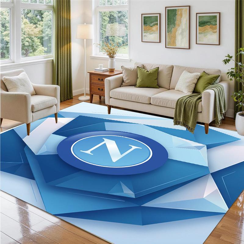 Napoli FC Design Crystal Velvet Rug Soft Decorative Mat for Bedroom Entrance