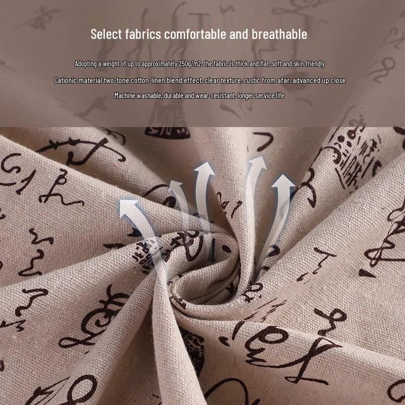 Vintage Calligraphy Cotton Linen Tablecloth - Chinese Style Coffee Table Mat & Literary Desk Pad